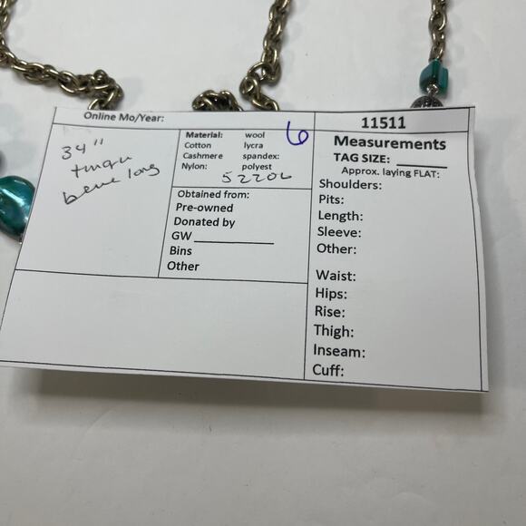 silver tone beaded necklace faux dyed mother of pearl MOP blue turquoise teal - Picture 12 of 12